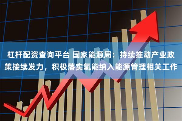 杠杆配资查询平台 国家能源局：持续推动产业政策接续发力，积极落实氢能纳入能源管理相关工作